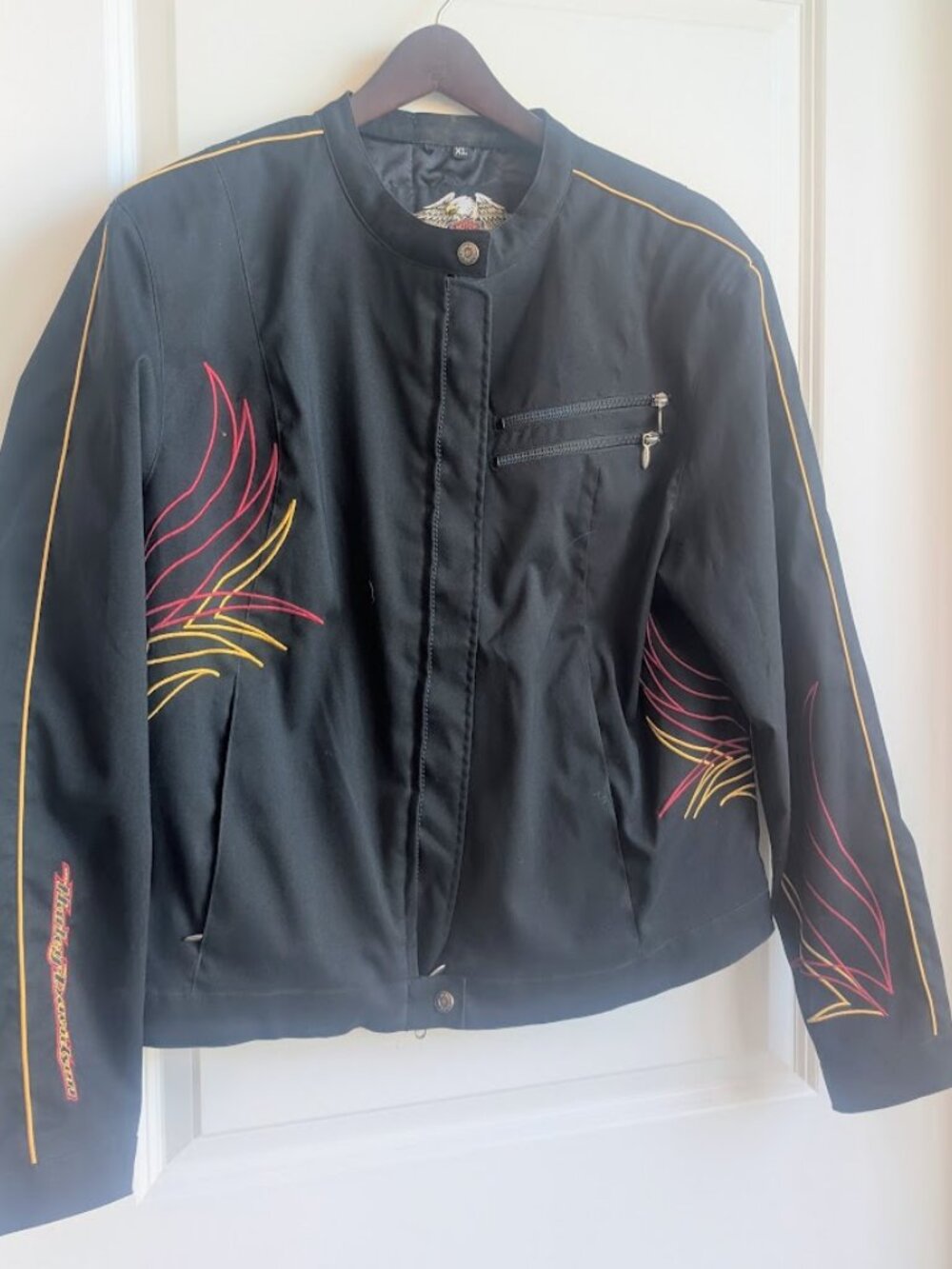 Harley-Davidson Flame-Embroidery Biker Jacket